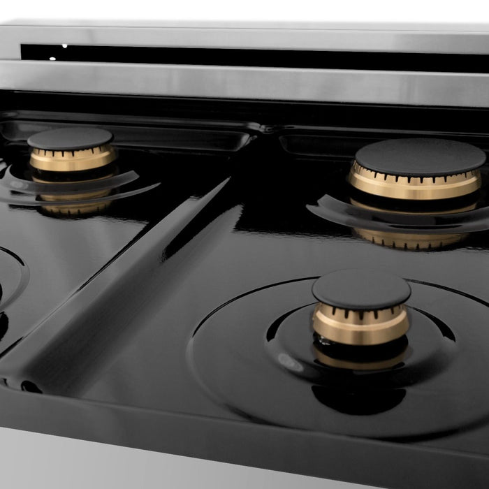 ZLINE 24" Dual Fuel Range in Stainless Steel with Brass Burners, RA-BR-24