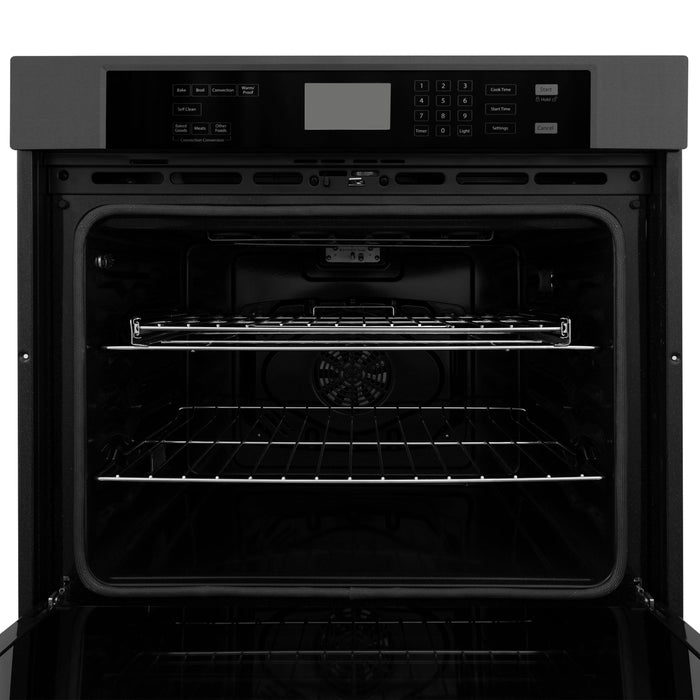 ZLINE 30" Single Wall Oven with True Convection in Black Stainless Steel, AWS-BS-30