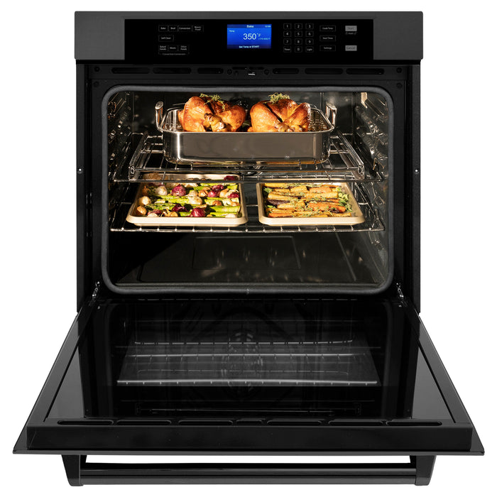 ZLINE 30" Single Wall Oven with True Convection in Black Stainless Steel, AWS-BS-30