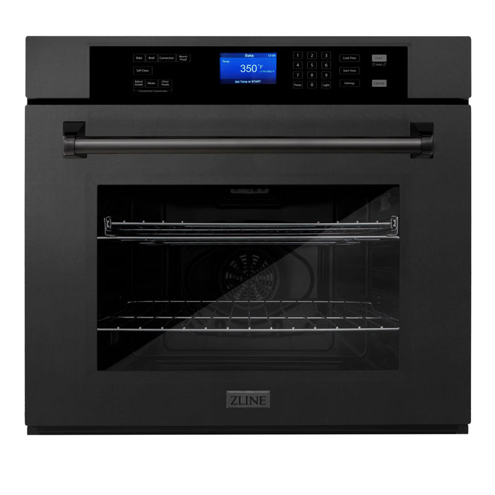 ZLINE 30" Single Wall Oven with True Convection in Black Stainless Steel, AWS-BS-30