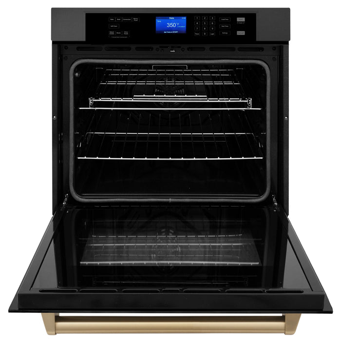 ZLINE 30" Autograph Edition Single Wall Oven in Black Stainless Steel and Champagne Bronze Accents, AWSZ-30-BS-CB