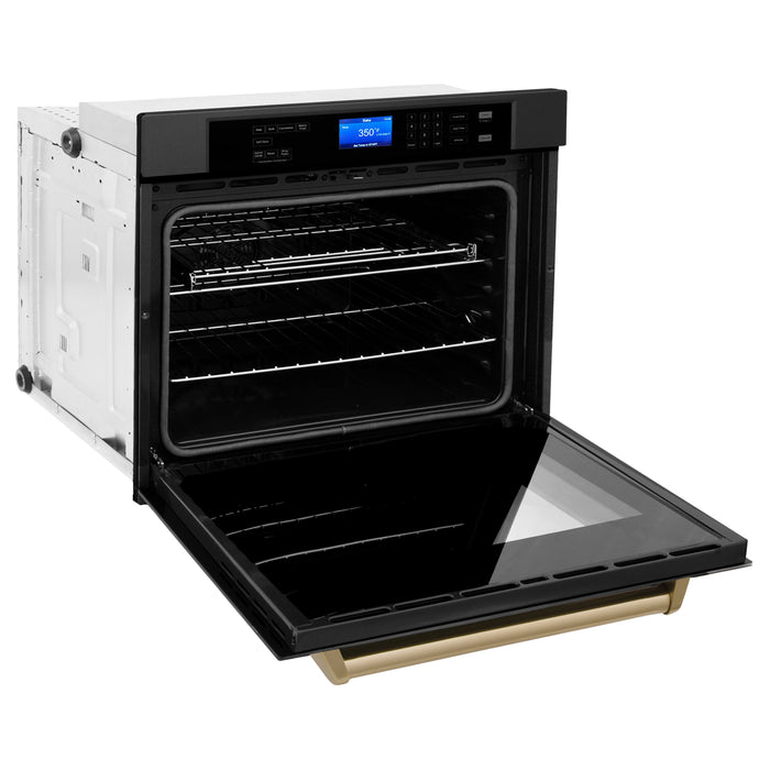 ZLINE 30" Autograph Edition Single Wall Oven in Black Stainless Steel and Champagne Bronze Accents, AWSZ-30-BS-CB