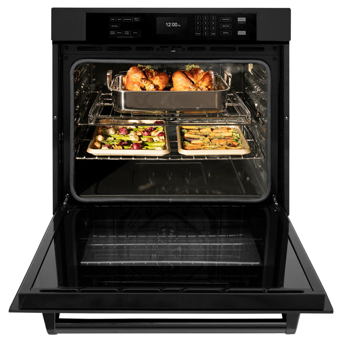 ZLINE 30" Professional Single Wall Oven with Air Fry and Self-Clean in Black Stainless Steel, WASB-30