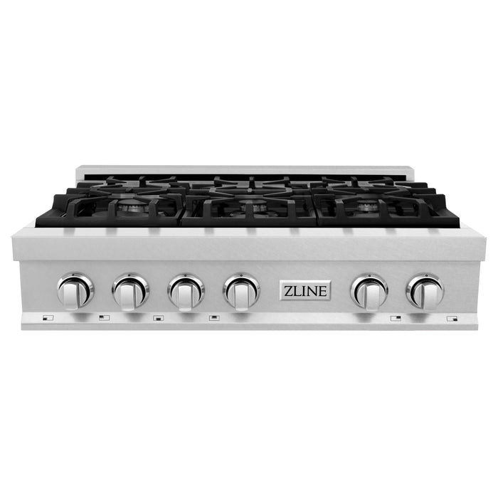 ZLINE 36" Rangetop in DuraSnow® Stainless Steel with 6 Gas Burners, RTS-36