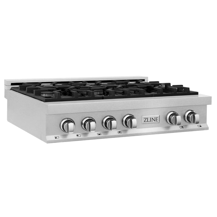 ZLINE 36" Rangetop in DuraSnow® Stainless Steel with 6 Gas Burners, RTS-36