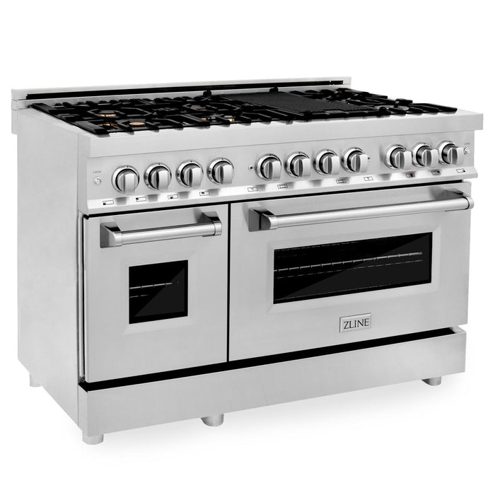 ZLINE 48" Dual Fuel Range in Stainless Steel with Brass Burners, RA-BR-48