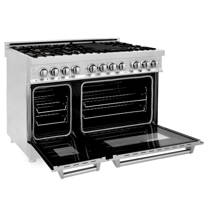 ZLINE 48" Dual Fuel Range in Stainless Steel with Brass Burners, RA-BR-48
