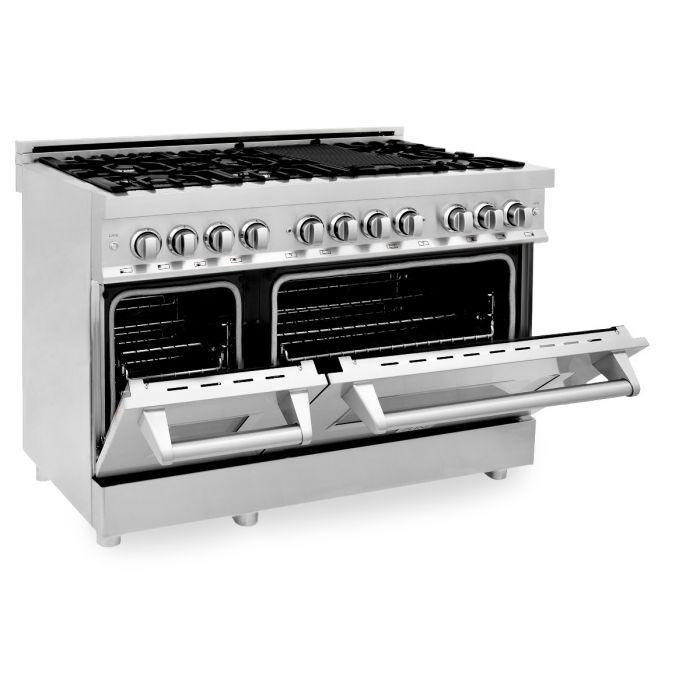 ZLINE Appliance Package - 48 In. Dual Fuel Range, 700CFM Range Hood,  Microwave Oven, 3KP-RARHC48-MO