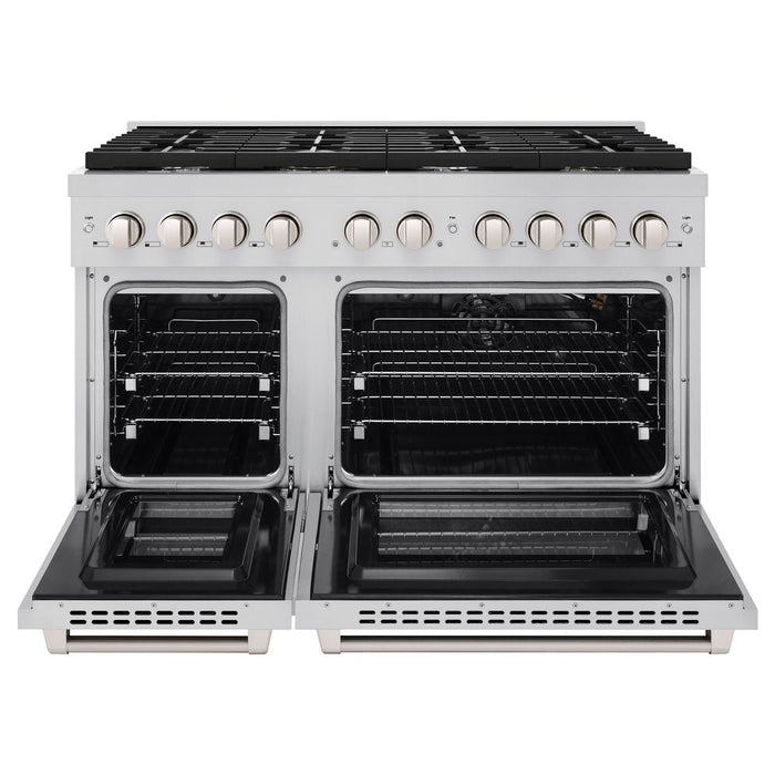 ZLINE 48” Professional Double Oven All Gas Range with 8 Burners in Stainless Steel, SGR48