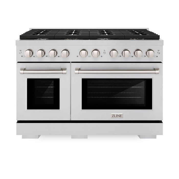 ZLINE 48” Professional Double Oven All Gas Range with 8 Burners in Stainless Steel, SGR48