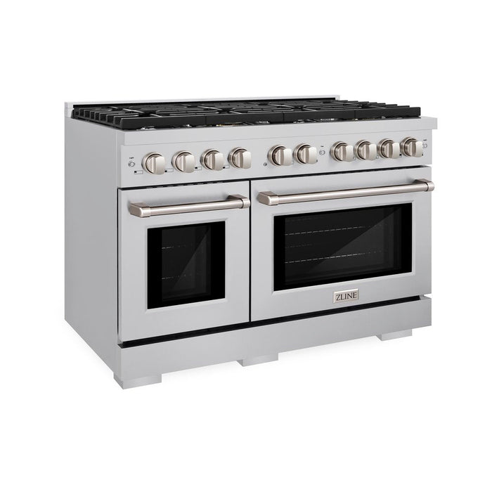 ZLINE 48” Professional Double Oven All Gas Range with 8 Burners in Stainless Steel, SGR48