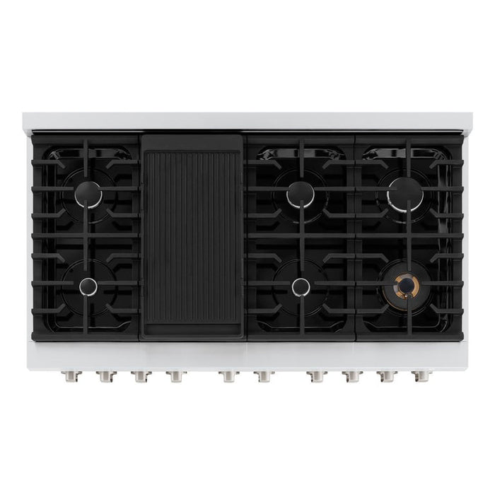 ZLINE Appliance Package - 48" Gas Range, Range Hood and Microwave Oven, 3KP-SGRRHMWO-48