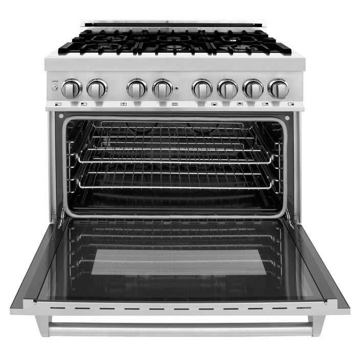 ZLINE 36" Dual Fuel Range with Griddle in Stainless Steel, RA-GR-36