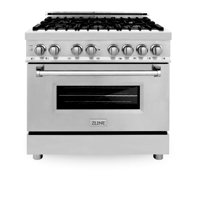 ZLINE 36" Dual Fuel Range with Griddle in Stainless Steel, RA-GR-36