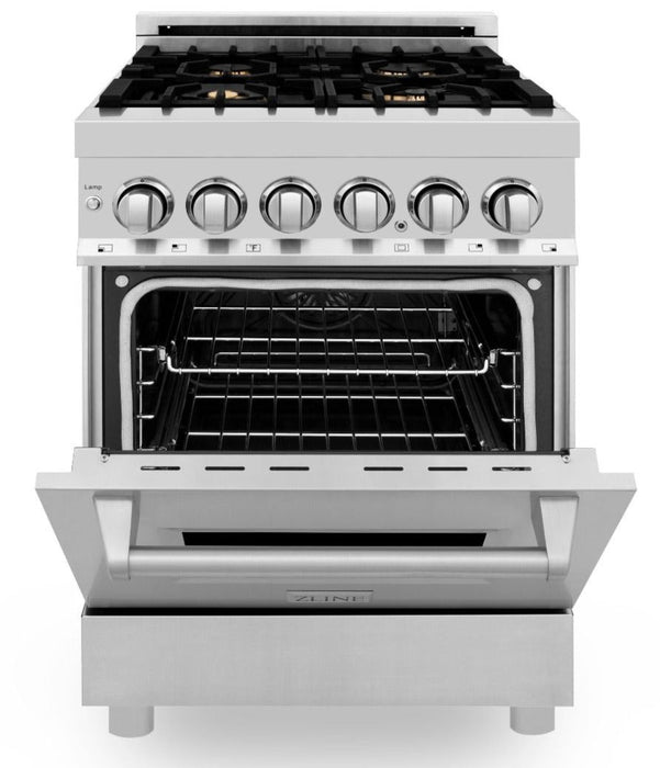 ZLINE 24" Dual Fuel Range in Stainless Steel with Brass Burners, RA-BR-24