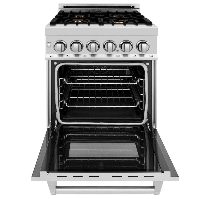 ZLINE 24" Dual Fuel Range in Stainless Steel with Brass Burners, RA-BR-24