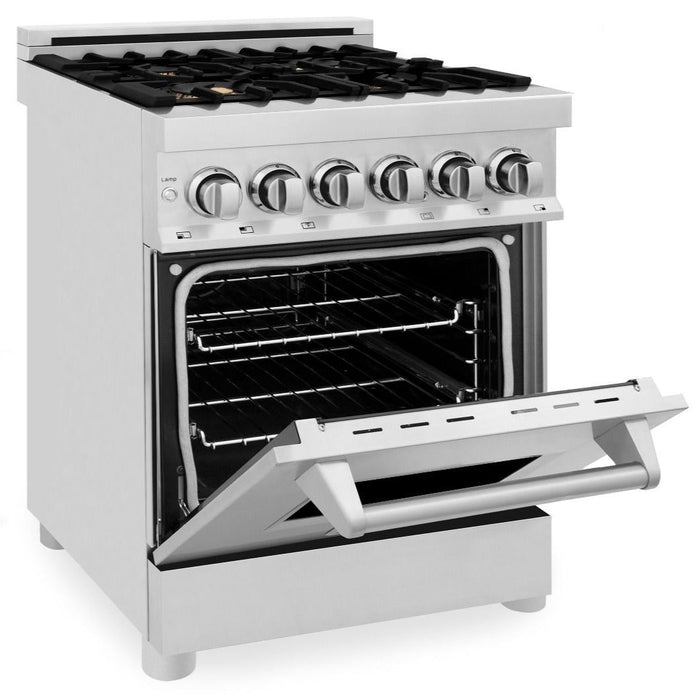 ZLINE 24" Dual Fuel Range in Stainless Steel with Brass Burners, RA-BR-24