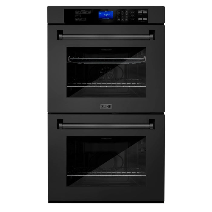 ZLINE Kitchen Appliance Package with 36" Black Stainless Steel Rangetop and 30" Double Wall Oven, 2KP-RTBAWD36