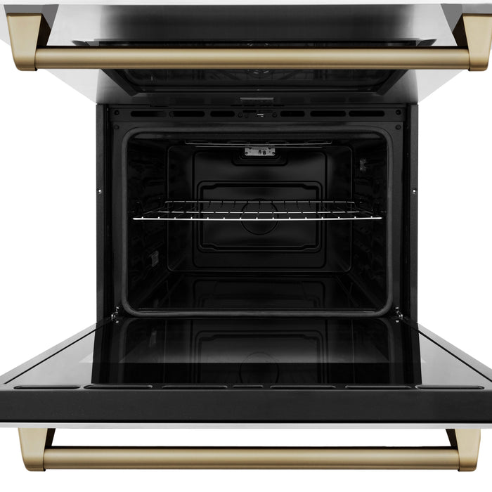 ZLINE 30" Autograph Edition Double Wall Oven in Stainless Steel and Champagne Bronze Accents, AWDZ-30-CB