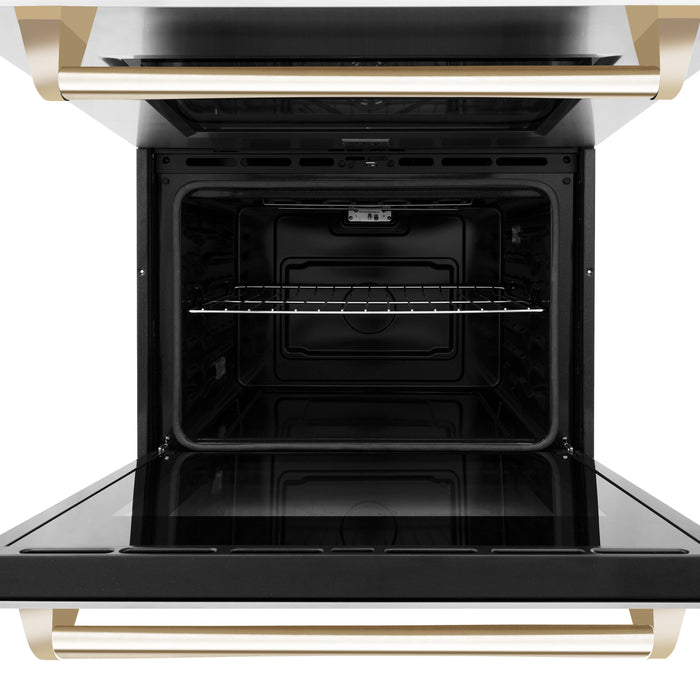 ZLINE 30" Autograph Edition Double Wall Oven in Stainless Steel and Gold Accents, AWDZ-30-G