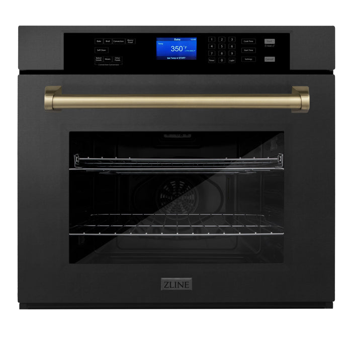 ZLINE 30" Autograph Edition Single Wall Oven in Black Stainless Steel and Champagne Bronze Accents, AWSZ-30-BS-CB