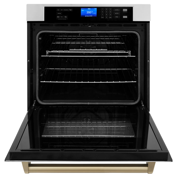 ZLINE 30” Autograph Edition Single Wall Oven in Stainless Steel with Champagne Bronze Accents, AWSZ-30-CB