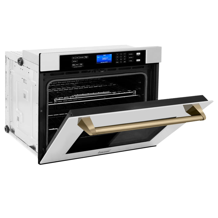 ZLINE 30” Autograph Edition Single Wall Oven in Stainless Steel with Champagne Bronze Accents, AWSZ-30-CB