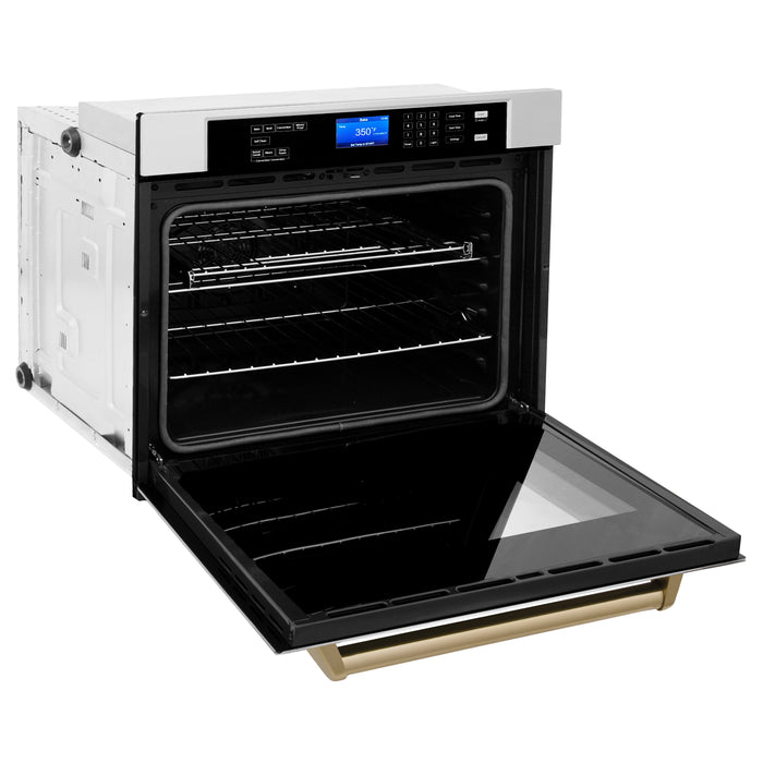 ZLINE 30” Autograph Edition Single Wall Oven in Stainless Steel with Champagne Bronze Accents, AWSZ-30-CB