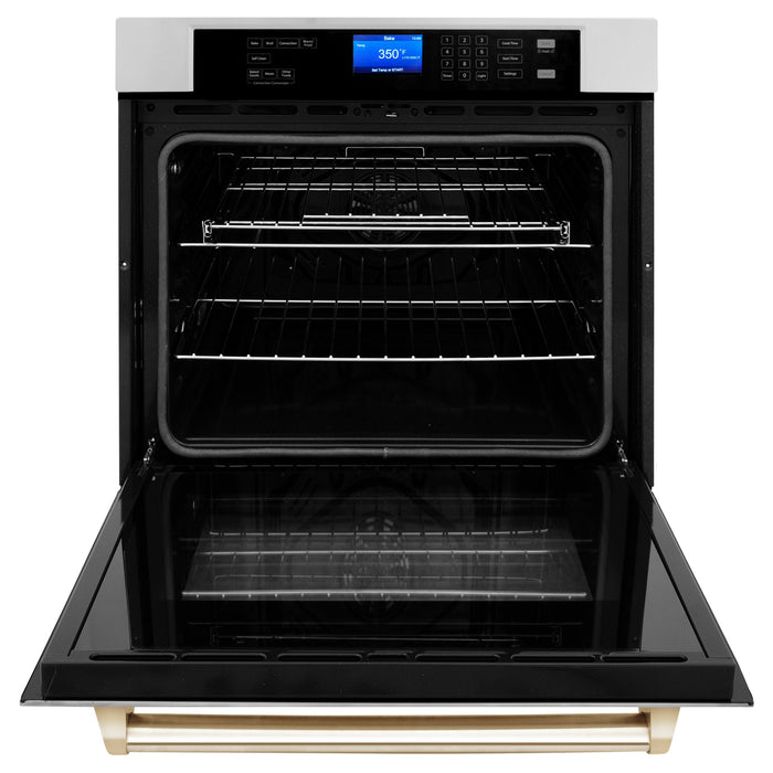 ZLINE 30" Autograph Edition Single Wall Oven in Stainless Steel and Gold Accents, AWSZ-30-G