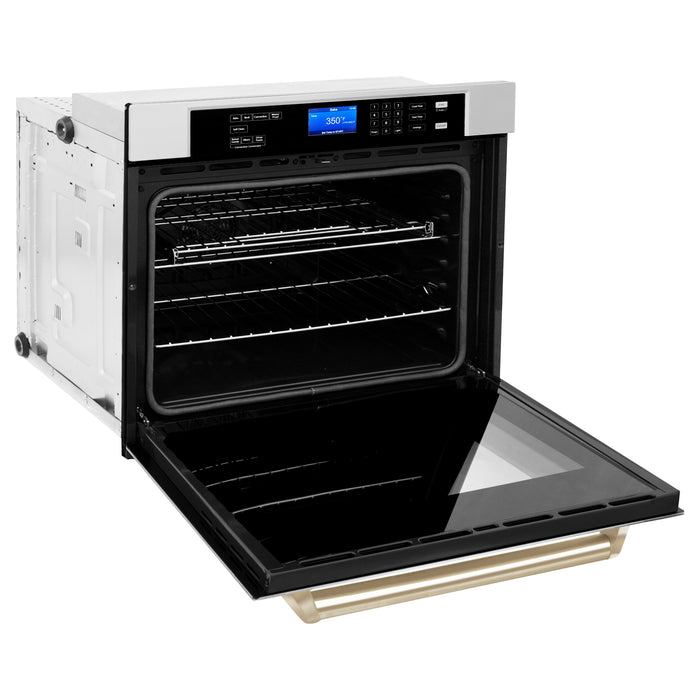 ZLINE 30" Autograph Edition Single Wall Oven in Stainless Steel and Gold Accents, AWSZ-30-G