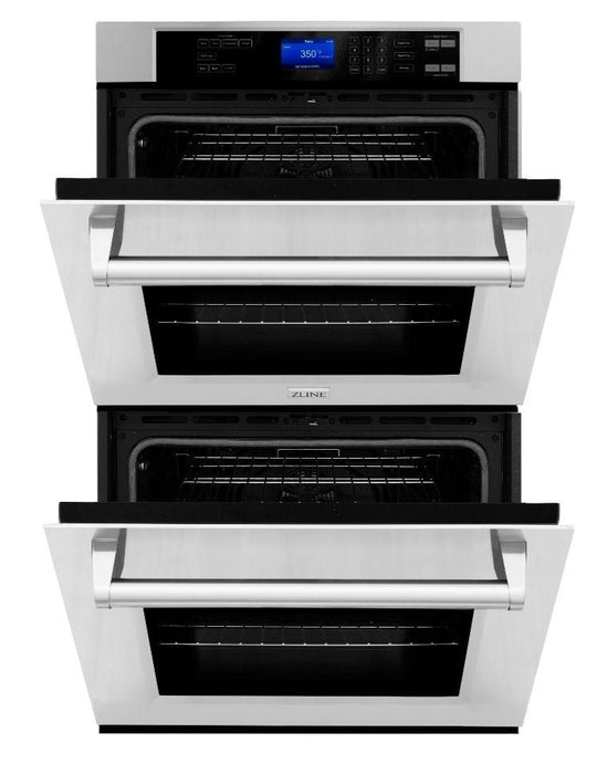 ZLINE Appliance Package - 30" Professional Double Wall Oven, 36" Rangetop, Range Hood In Stainless Steel, 3KP-RTRH36-AWD