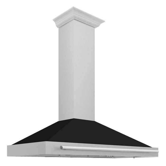 ZLINE 48"Wall Mount Range Hood in DuraSnow® Stainless Steel with Black Matte Shell, KB4SNX-BLM-48