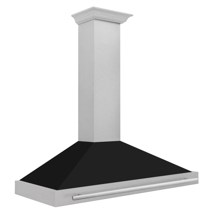 ZLINE 48"Wall Mount Range Hood in DuraSnow® Stainless Steel with Black Matte Shell, KB4SNX-BLM-48