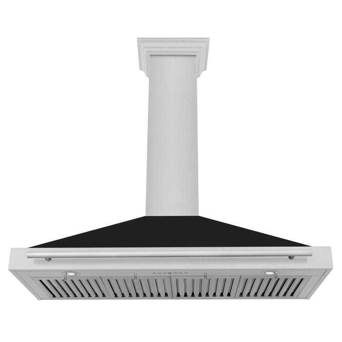 ZLINE 48"Wall Mount Range Hood in DuraSnow® Stainless Steel with Black Matte Shell, KB4SNX-BLM-48