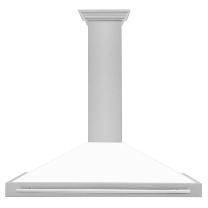 ZLINE 48" Wall Mount Range Hood in DuraSnow® Stainless Steel with White Matte Shell, KB4SNX-WM-48