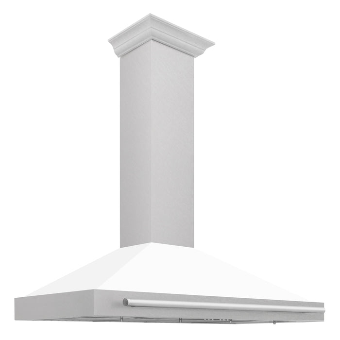 ZLINE 48" Wall Mount Range Hood in DuraSnow® Stainless Steel with White Matte Shell, KB4SNX-WM-48