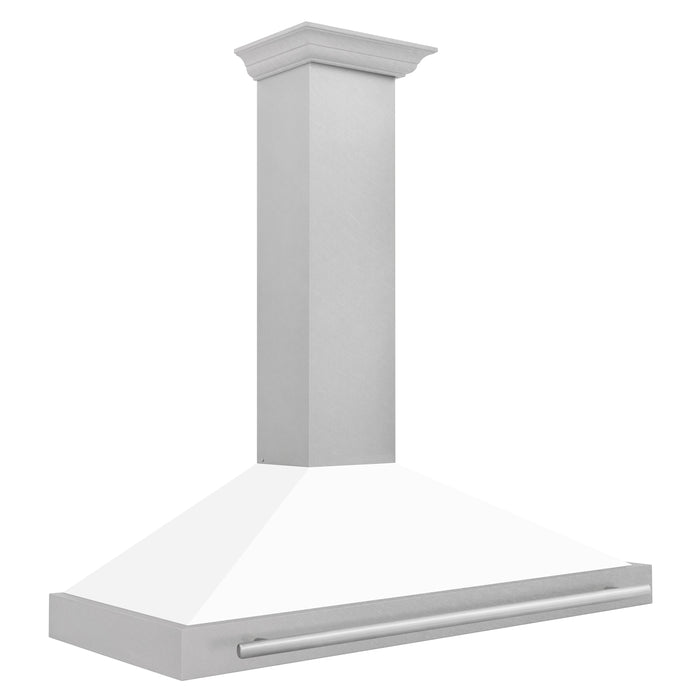 ZLINE 48" Wall Mount Range Hood in DuraSnow® Stainless Steel with White Matte Shell, KB4SNX-WM-48