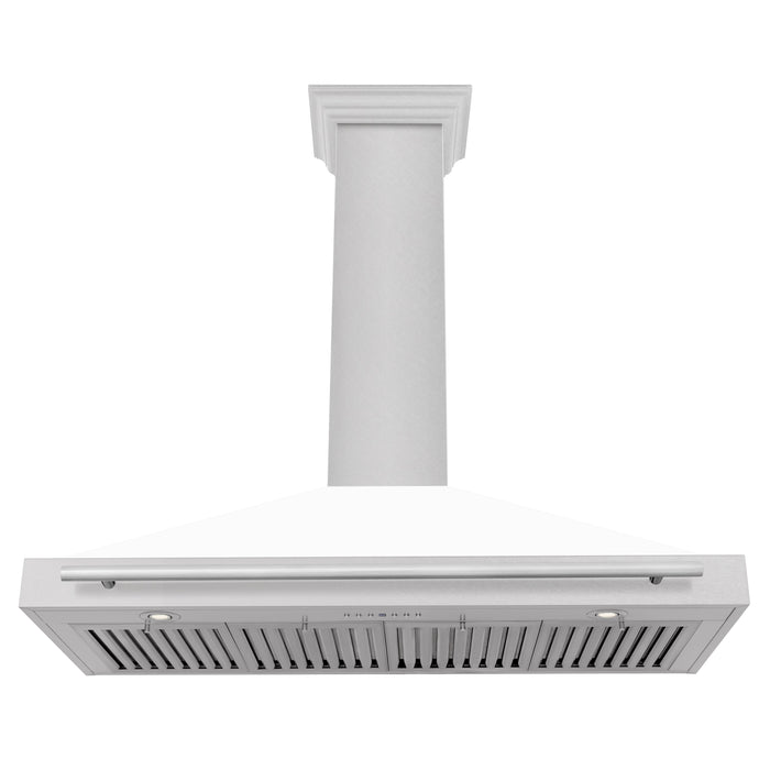 ZLINE 48" Wall Mount Range Hood in DuraSnow® Stainless Steel with White Matte Shell, KB4SNX-WM-48