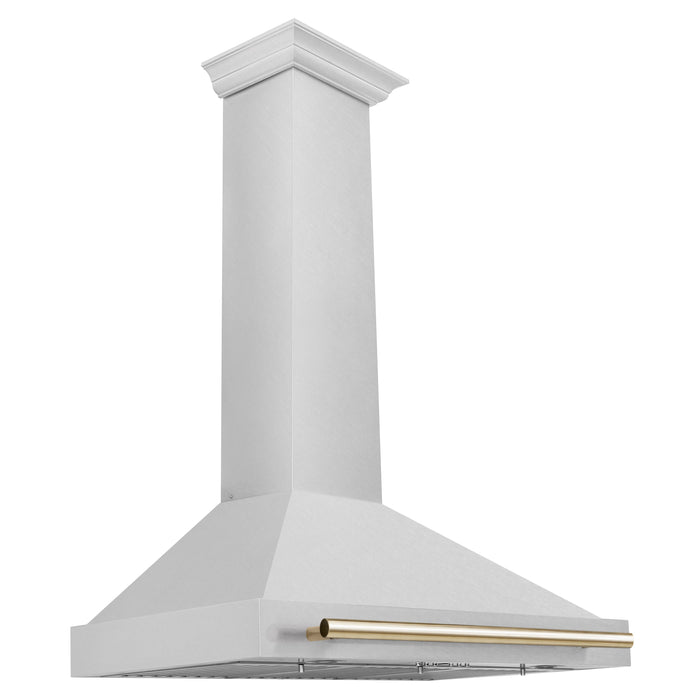 ZLINE 36" Autograph Edition Wall Mount Range Hood in DuraSnow® Stainless Steel with Gold Handle, KB4SNZ-36-G