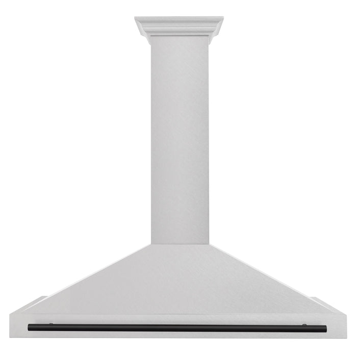 ZLINE 48" Autograph Edition Wall Mount Range Hood in DuraSnow® Stainless Steel with Matte Black Handle, KB4SNZ-48-MB