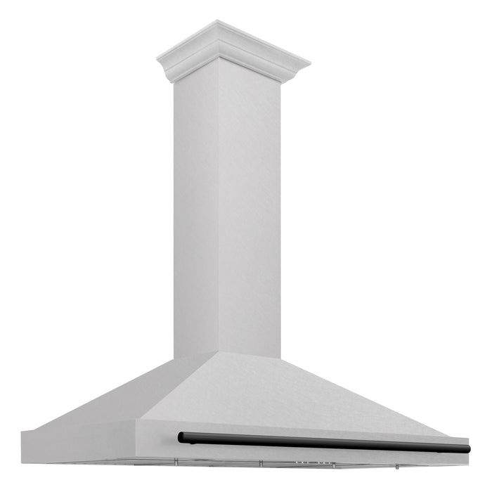 ZLINE 48" Autograph Edition Wall Mount Range Hood in DuraSnow® Stainless Steel with Matte Black Handle, KB4SNZ-48-MB