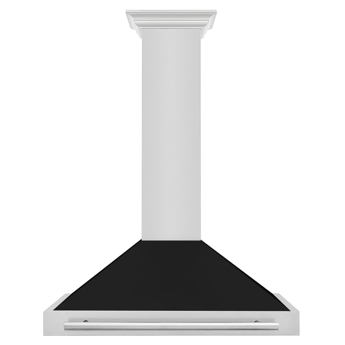 ZLINE 48" Wall Mount Range Hood in Stainless Steel with Black Matte Shell, KB4STX-BLM-48