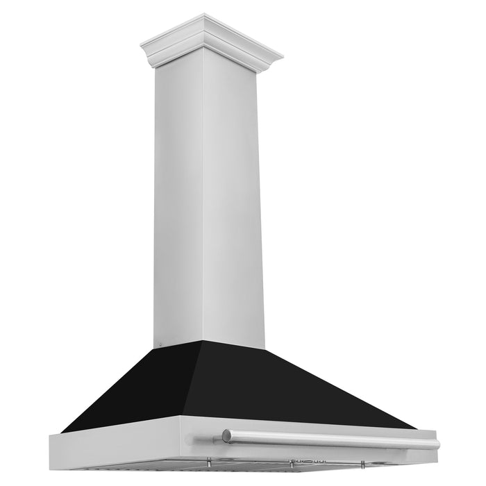 ZLINE 48" Wall Mount Range Hood in Stainless Steel with Black Matte Shell, KB4STX-BLM-48