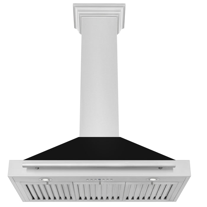 ZLINE 48" Wall Mount Range Hood in Stainless Steel with Black Matte Shell, KB4STX-BLM-48