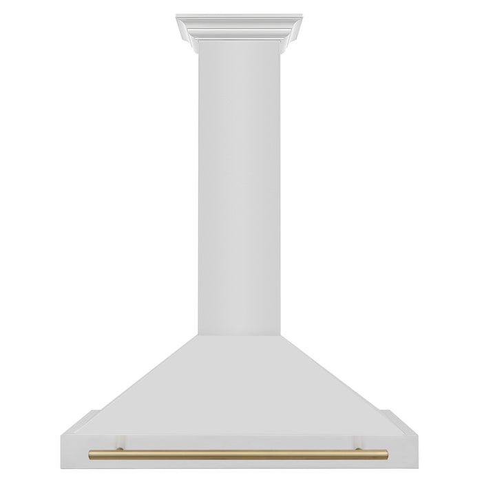 ZLINE 36" Autograph Edition Wall Mount Range Hood in Stainless Steel with Champagne Bronze Handle, KB4STZ-36-CB