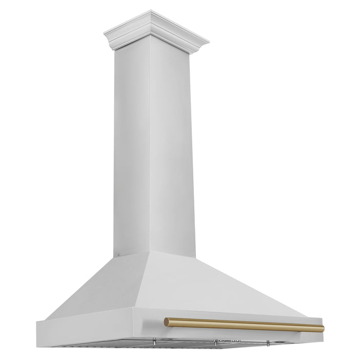 ZLINE 36" Autograph Edition Wall Mount Range Hood in Stainless Steel with Champagne Bronze Handle, KB4STZ-36-CB