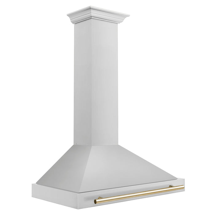 ZLINE 36" Autograph Edition Wall Mount Range Hood in Stainless Steel with Gold Handle, KB4STZ-36-G