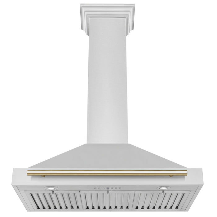 ZLINE 36" Autograph Edition Wall Mount Range Hood in Stainless Steel with Gold Handle, KB4STZ-36-G