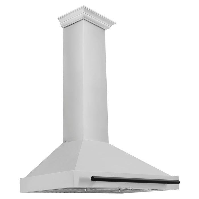 ZLINE 36" Autograph Edition Wall Mount Range Hood in Stainless Steel with Matte Black Handle, KB4STZ-36-MB