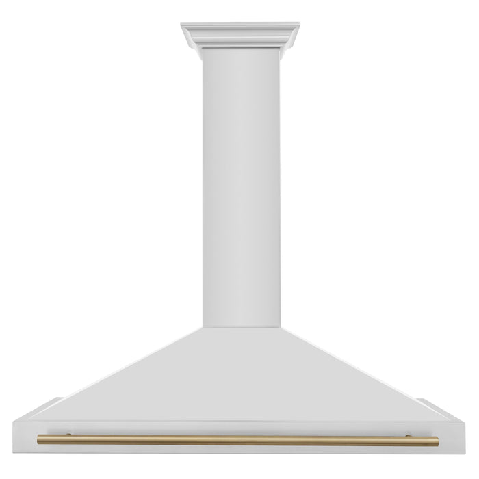 ZLINE 48" Autograph Edition Wall Mount Range Hood in Stainless Steel with Champagne Bronze Handle, KB4STZ-48-CB